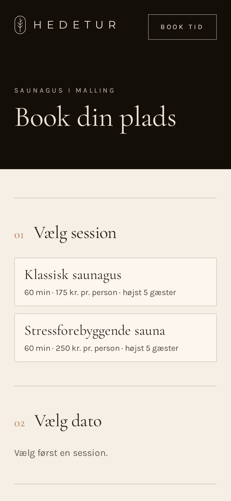 Hedeturs booking på mobil